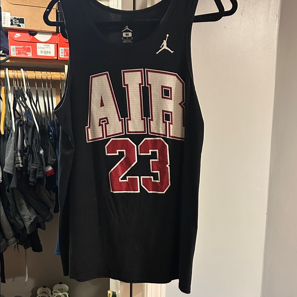 Jordan Black Tank Top with Red and White Graphics